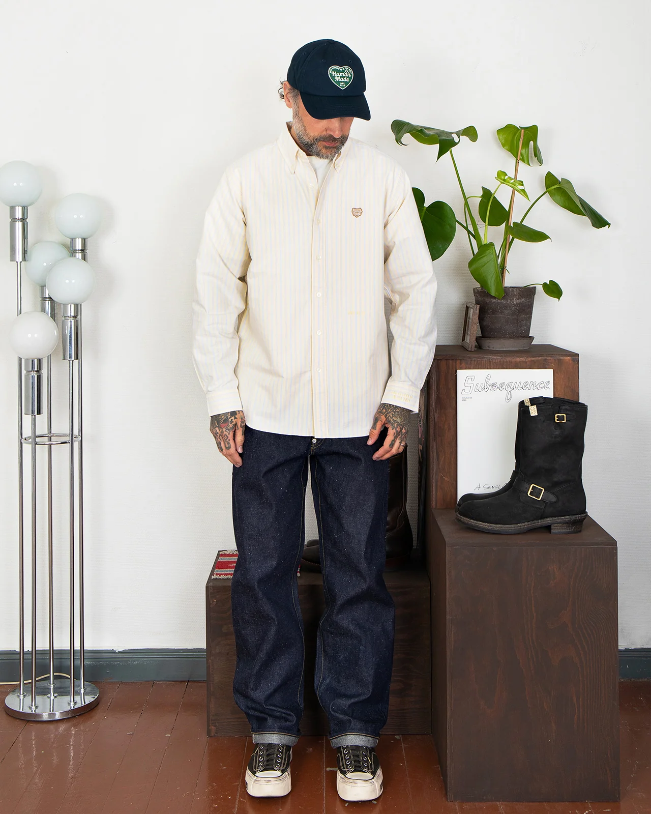 Human Made Stripe Ox B.D Shirt, Yellow - Image 2