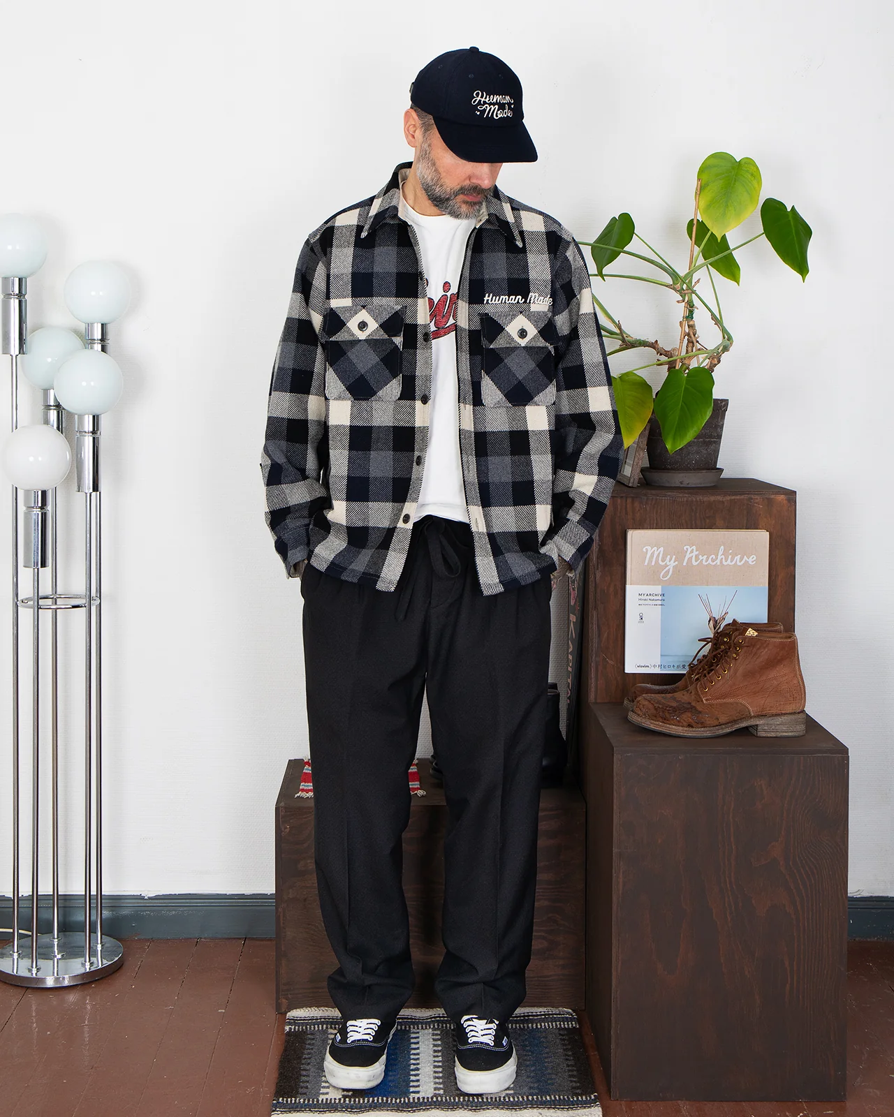 Human Made Wool Check Shirt Jacket, Black - Image 7