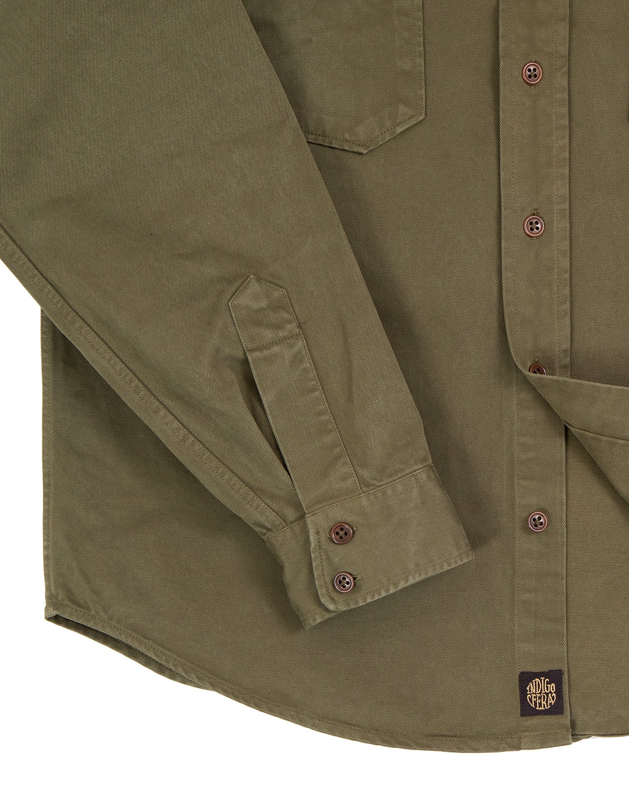 Indigofera Alamo Shirt, Cotton Twill, Olive - Image 3