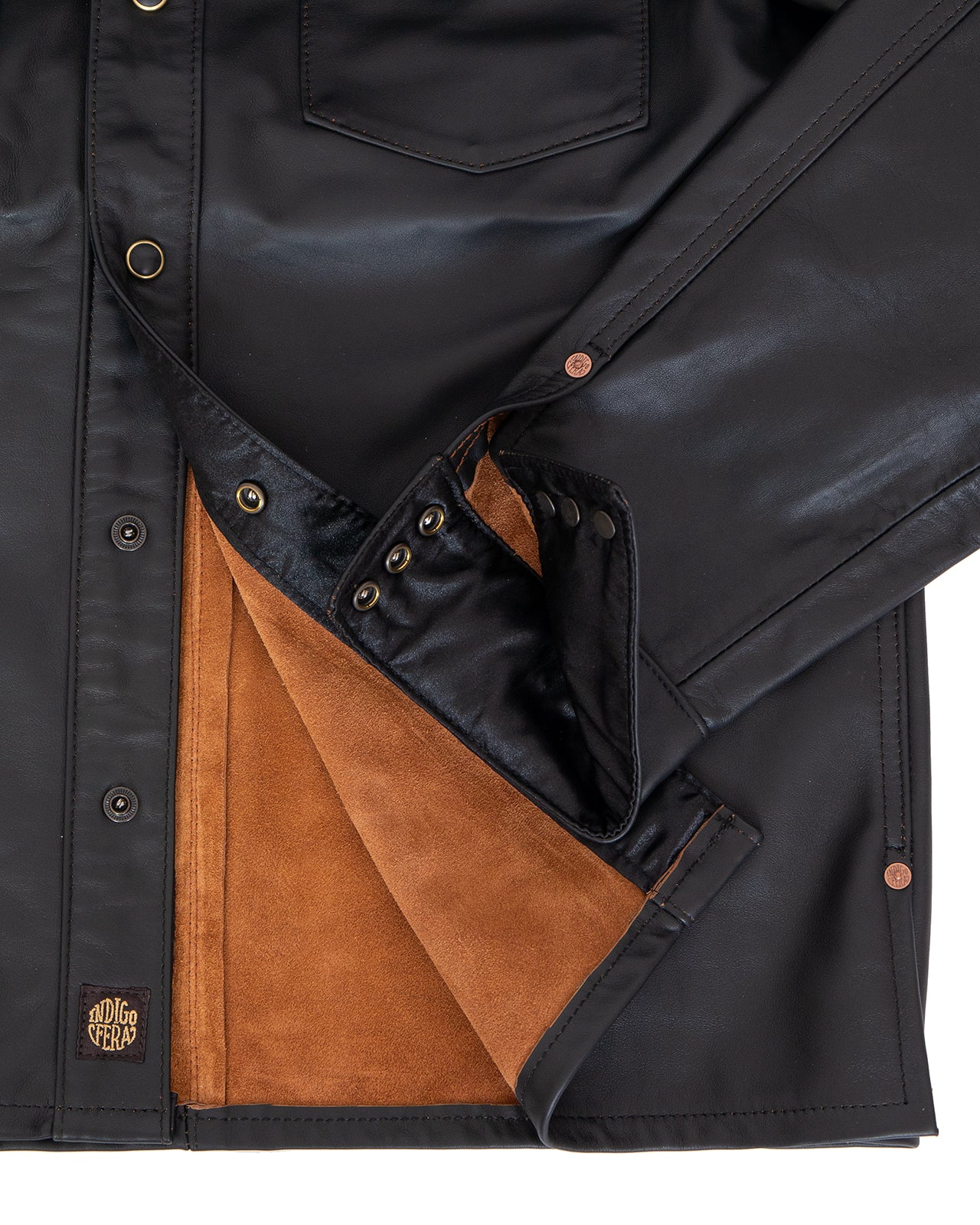 Indigofera Austin Leather Shirt, Navak Light, Black Teacore - Image 4