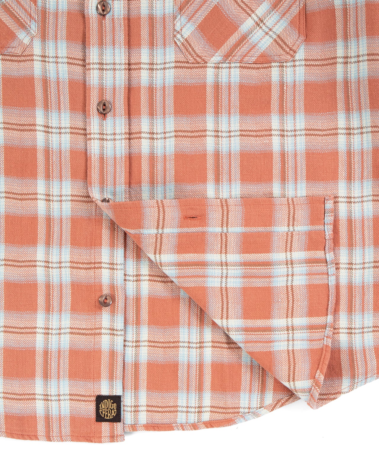 Indigofera Bruce Shirt, Flannel Check, Red / Blue - Image 3
