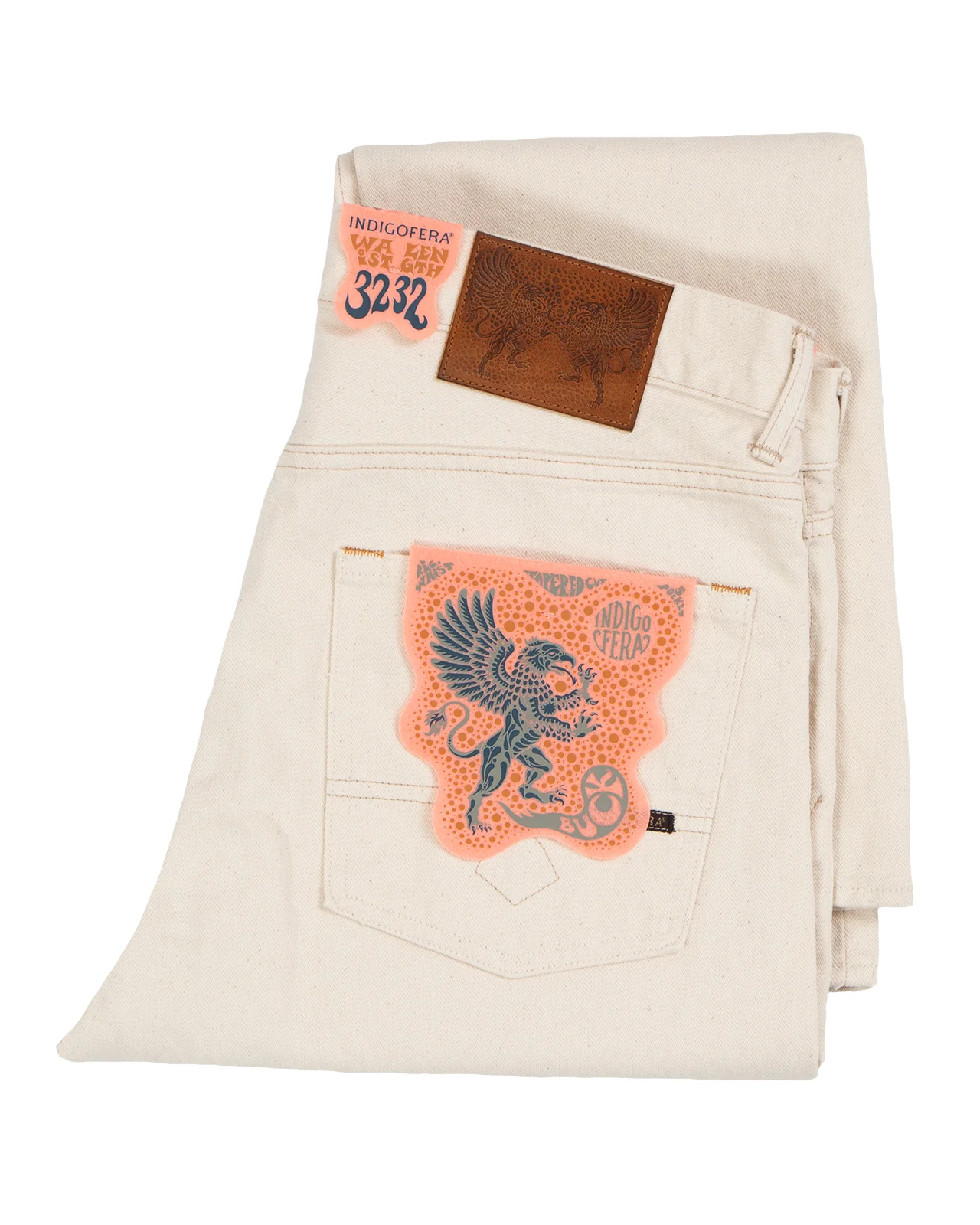 Indigofera Buck Jeans, Uneven Broken Twill, Ecru - Image 4