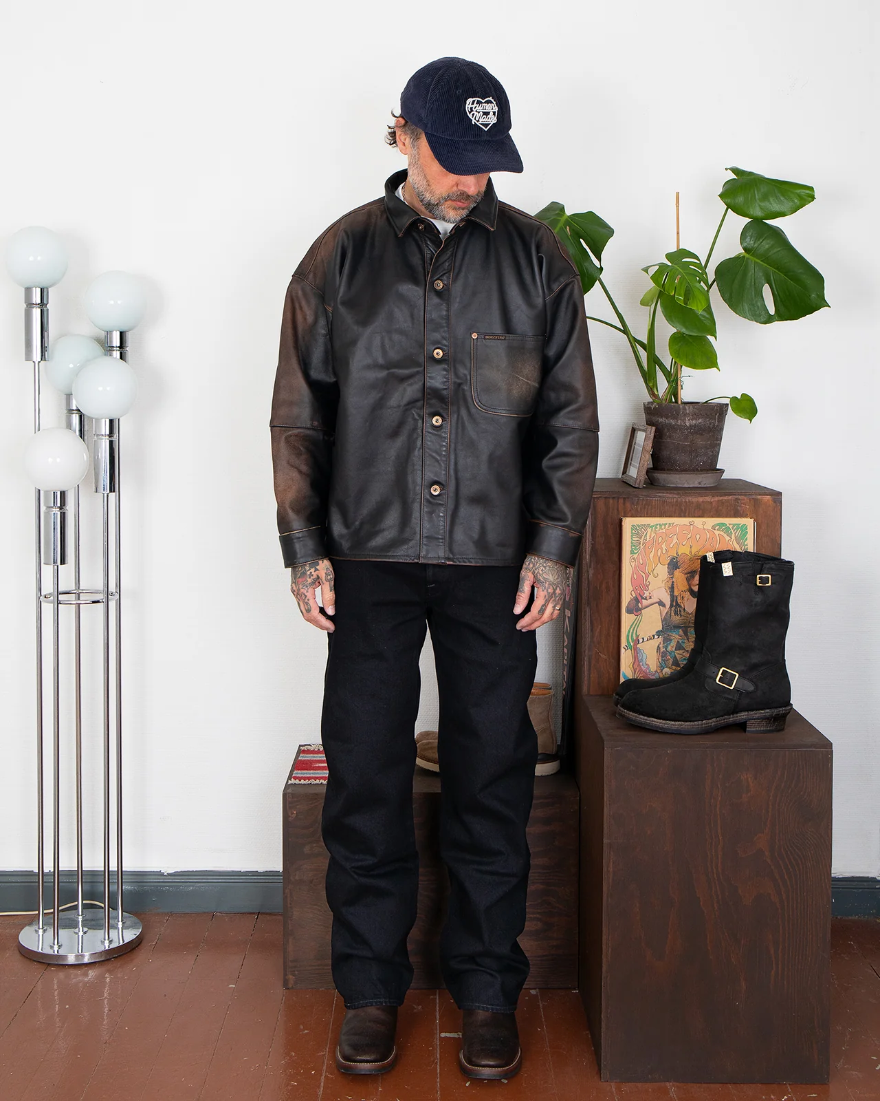 Indigofera Caleb Leather Jacket, Used Black - Image 2