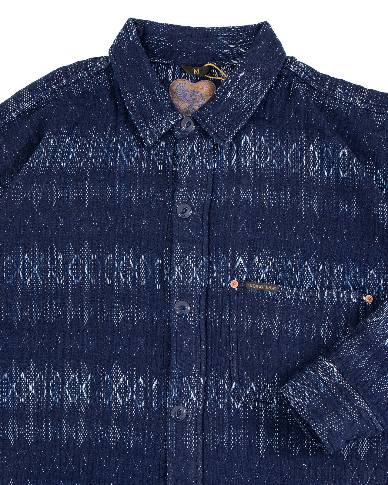 Indigofera Caleb Shirt, Sashiko Check, Indigo - Image 3