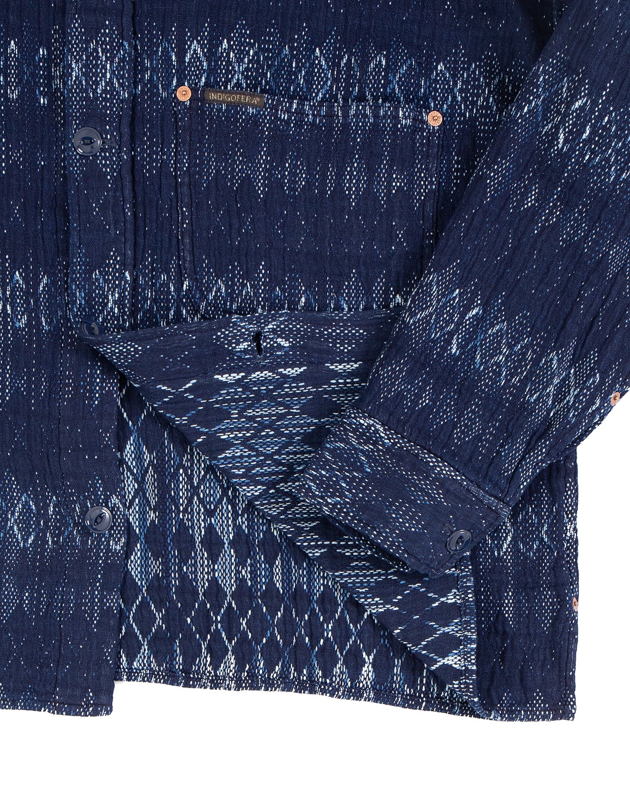 Indigofera Caleb Shirt, Sashiko Check, Indigo - Image 4