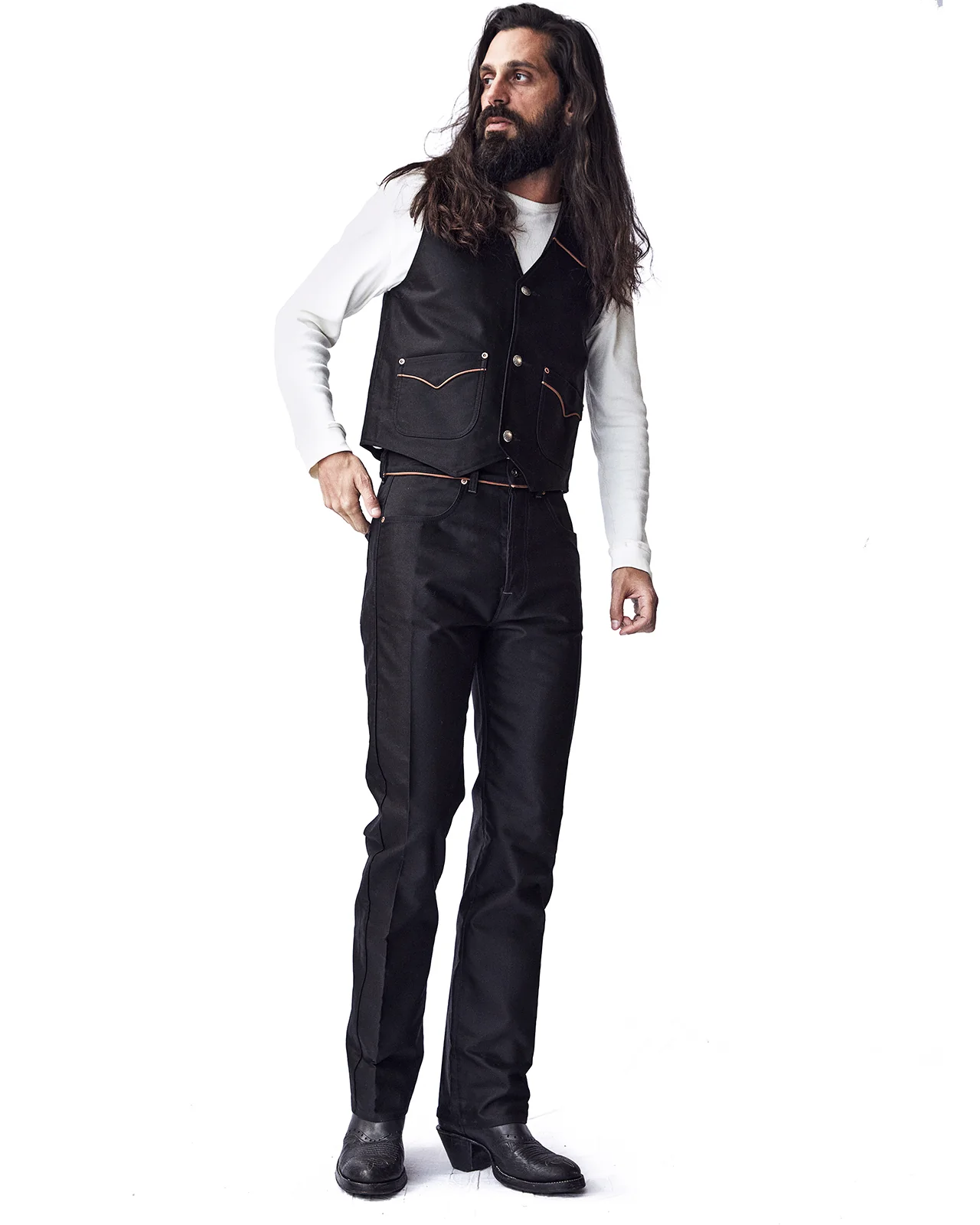 Indigofera Colton Vest, Giza Cotton Moleskin - Image 4