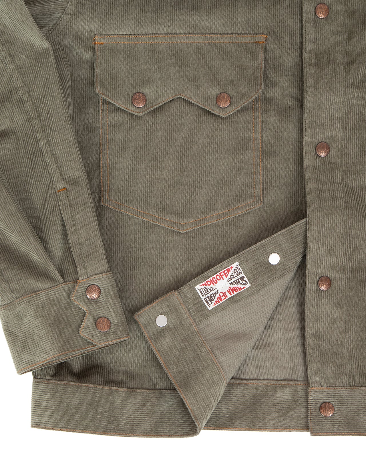 Indigofera Cooper Shirt, 13W Corduroy, Stone Green - Image 4