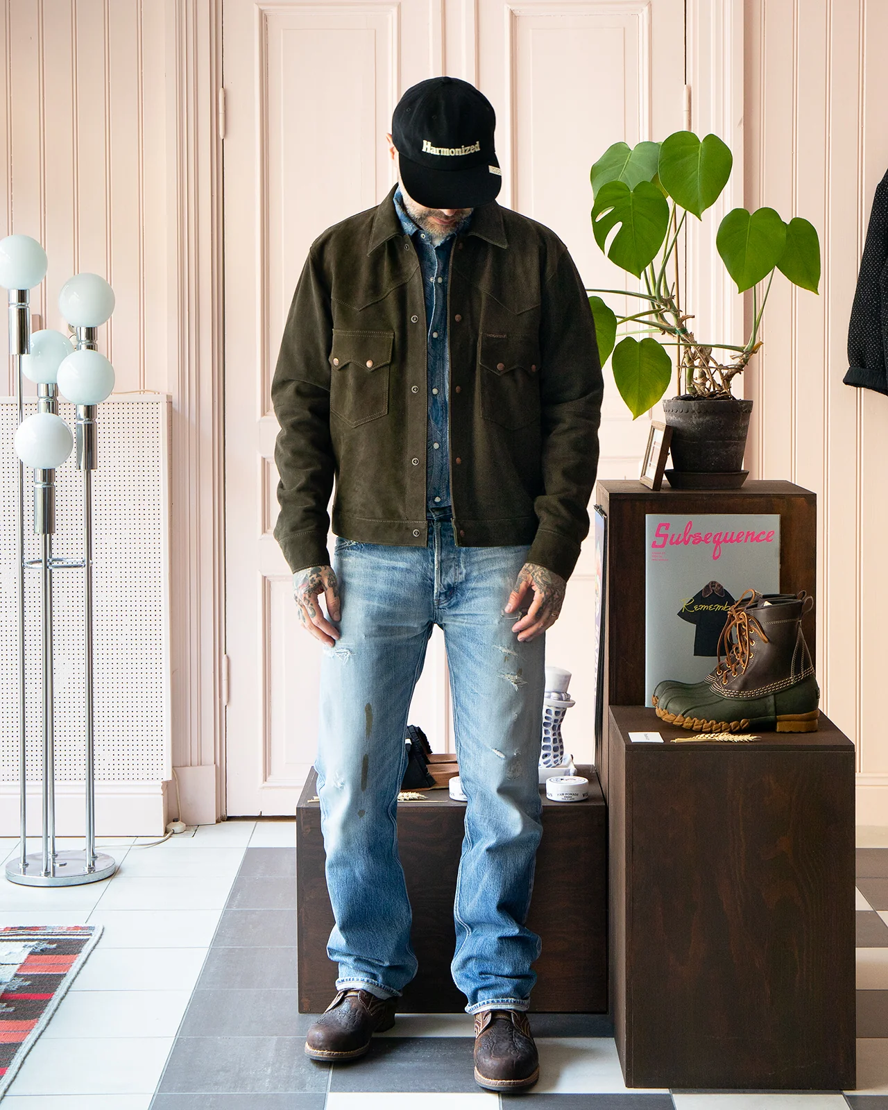 Indigofera Cooper Shirt, Goat Suede, Dark Olive - Image 2