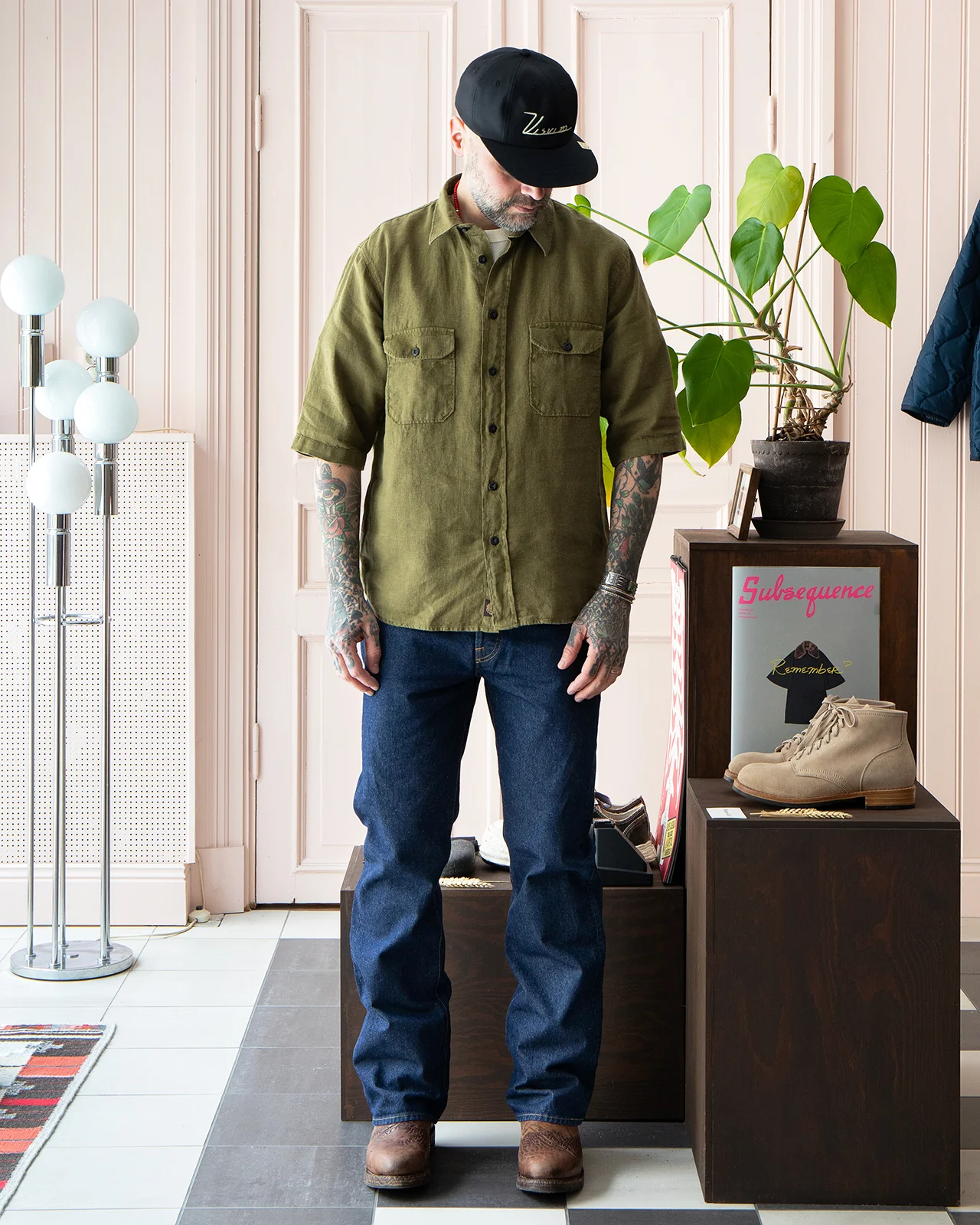 Indigofera Delray Shirt, Linen Canvas, Military Olive - Image 2