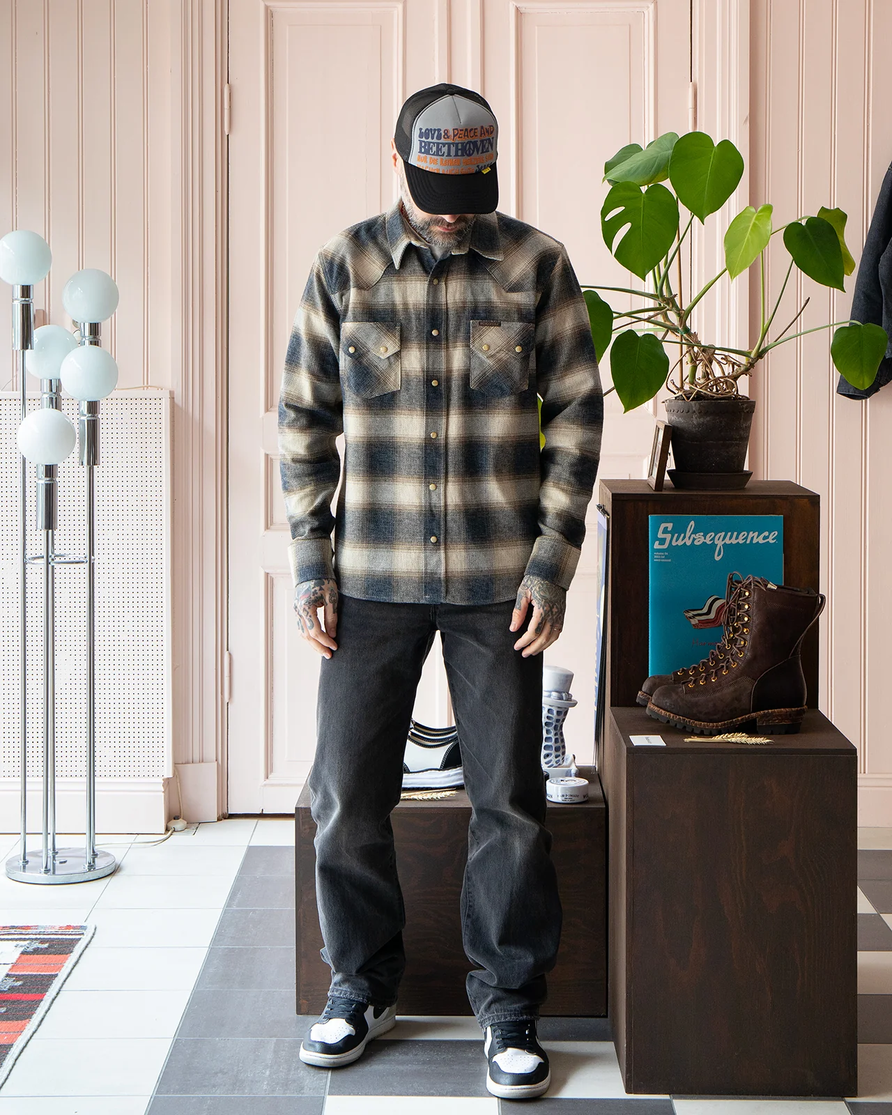 Indigofera Dollard Shirt, Flannel Check, Ecru / Beige / Grey - Image 5