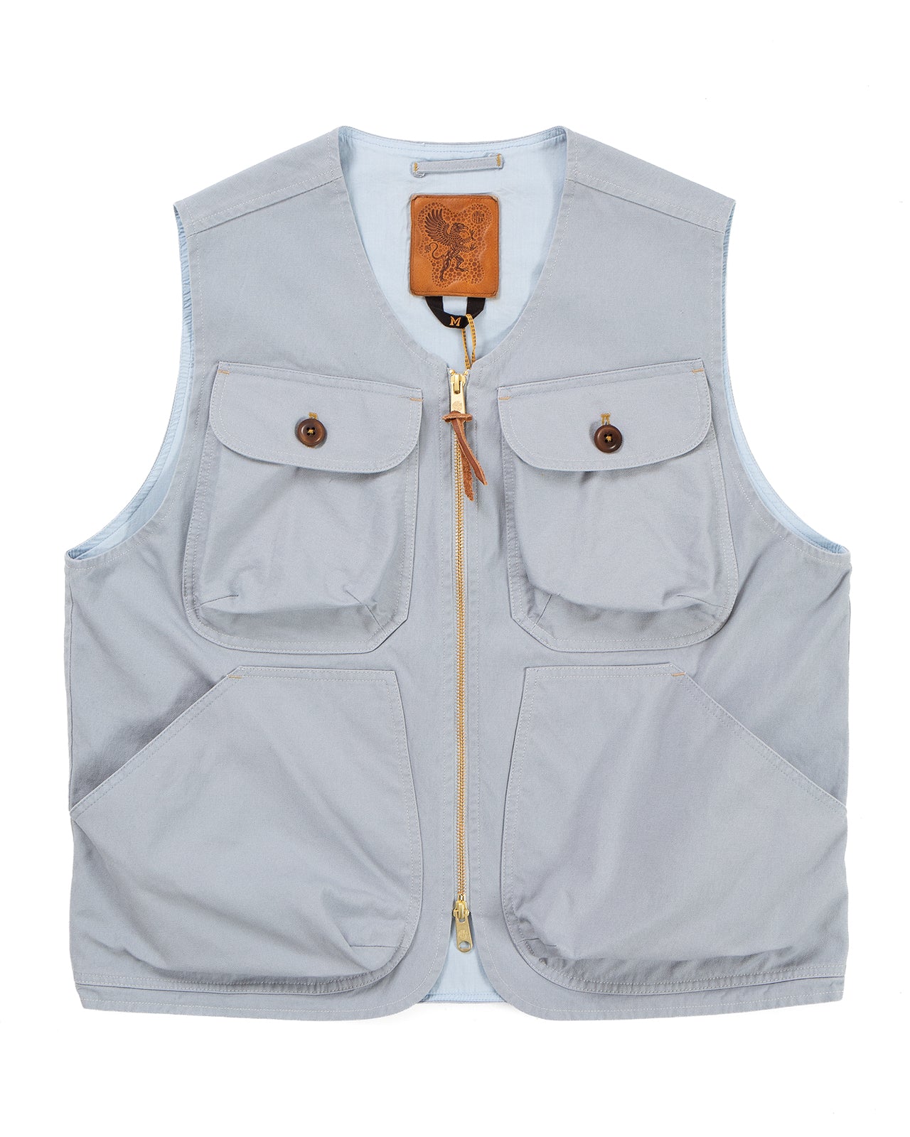 Indigofera Dryden Vest, Cotton Canvas, Dusty Blue