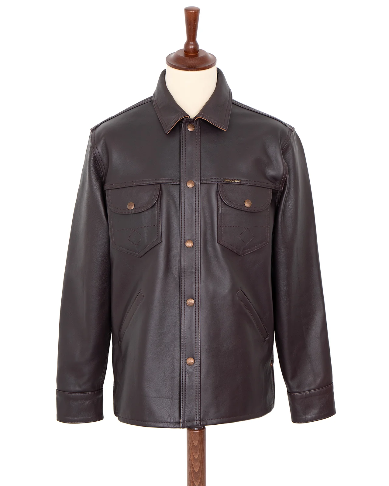 Indigofera Eagle Rising Leather Jacket, Dark Burgundy Tea Core