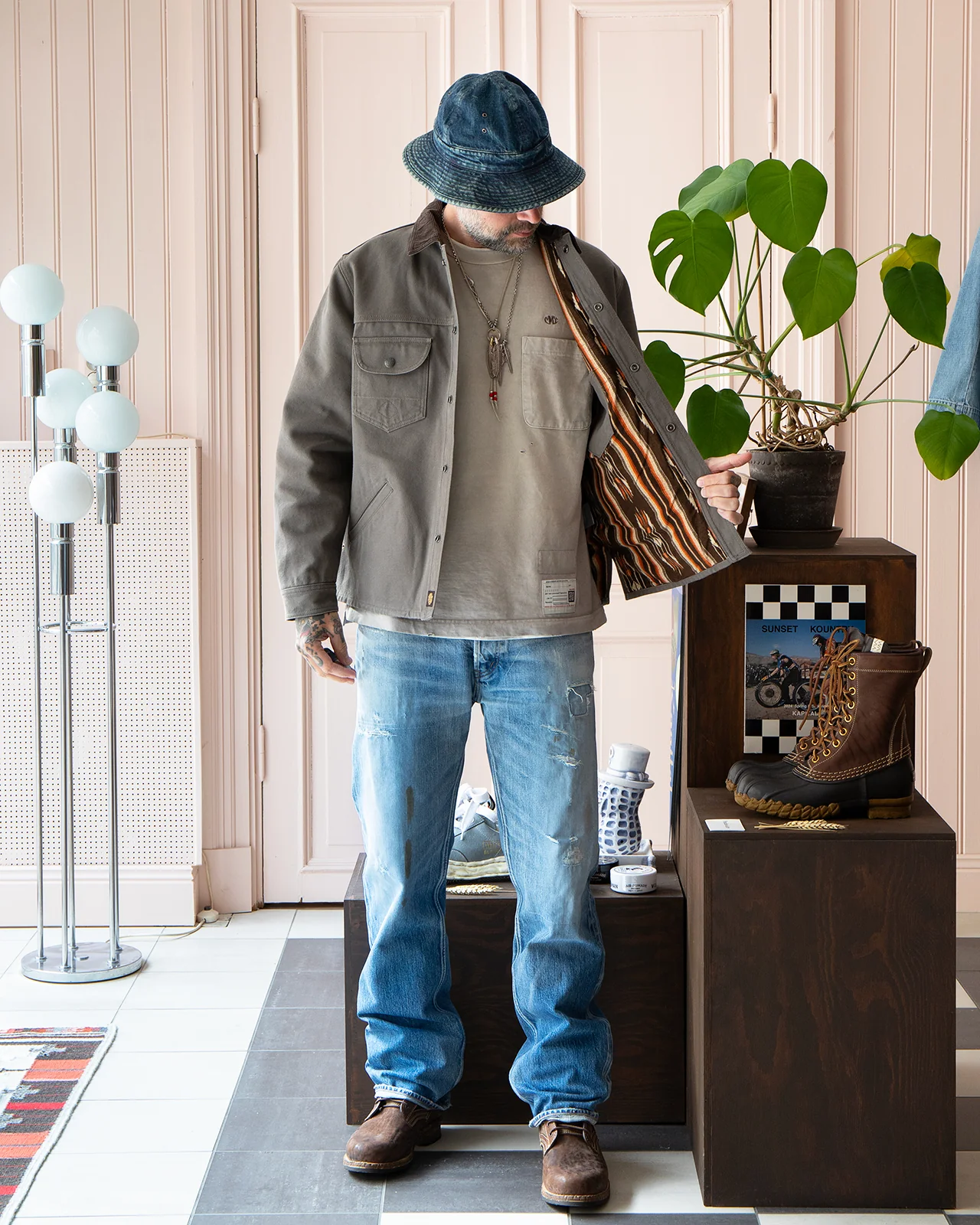 Indigofera Fargo Rider Jacket, Smithson Canvas, Warm Grey - Image 2