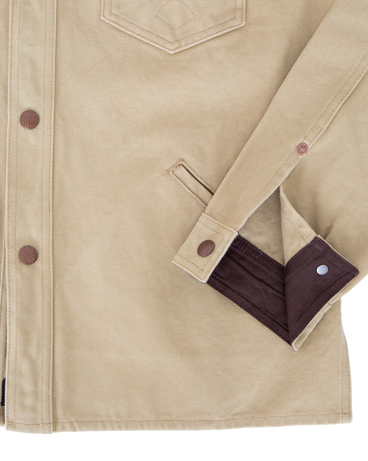 Indigofera Fargo Trucker Jacket, Smithson Canvas, Light Beige - Image 4