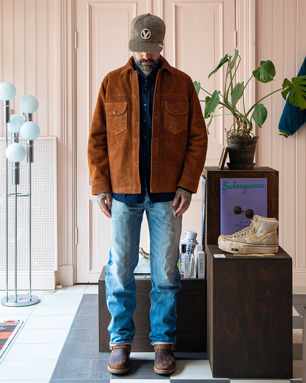 Indigofera Fargo Trucker Leather Jacket, Cognac Rough Out - Image 5