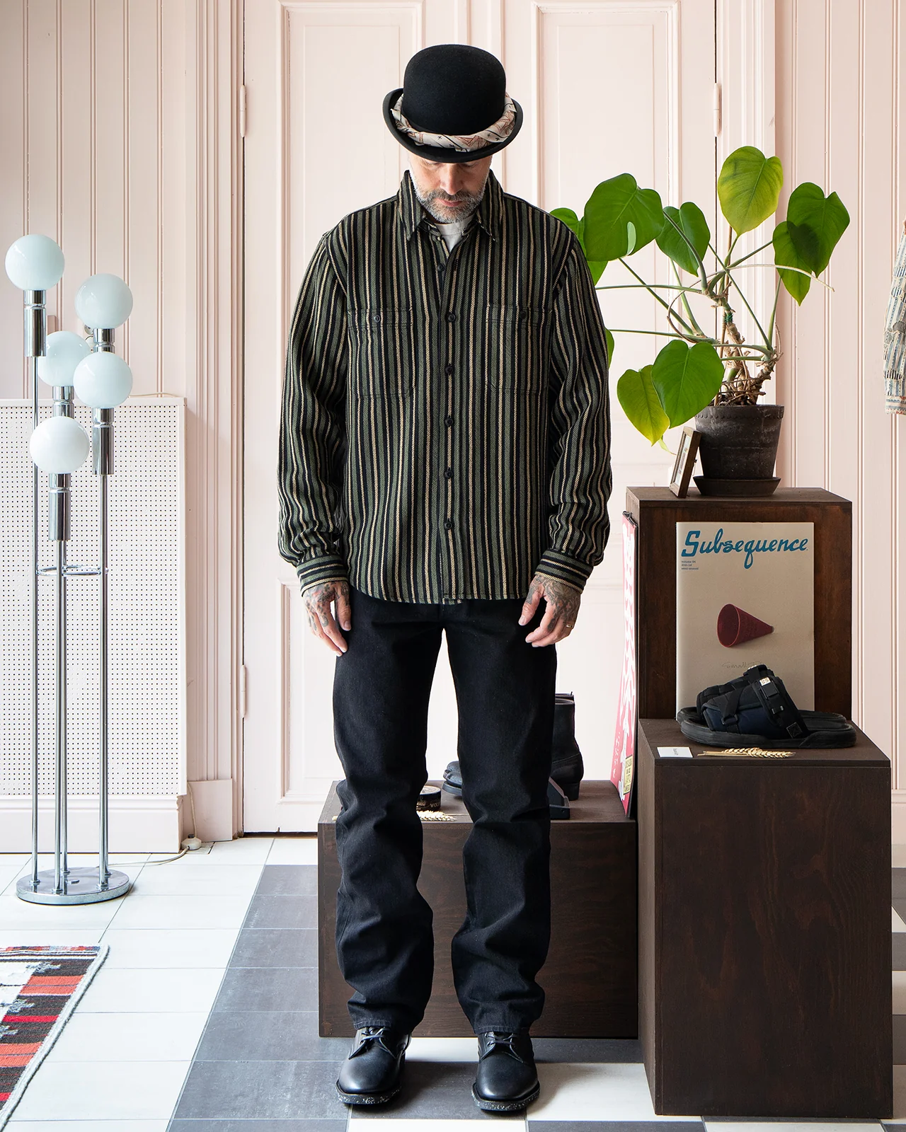 Indigofera McAllen Shirt, Twill Stripe, Black / Beige / Grey - Image 2