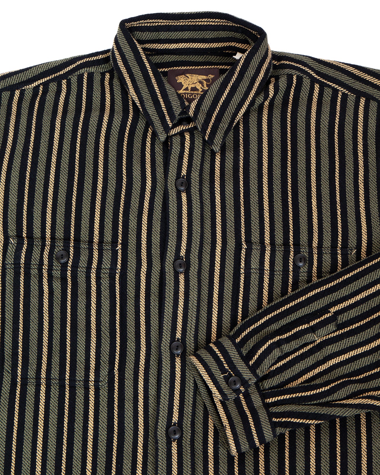 Indigofera McAllen Shirt, Twill Stripe, Black / Beige / Grey - Image 3