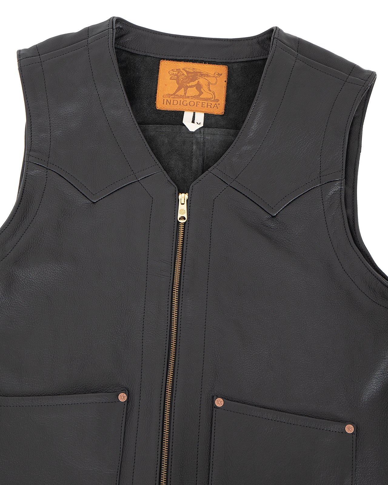 Indigofera Monroe Leather Vest, Black - Image 3