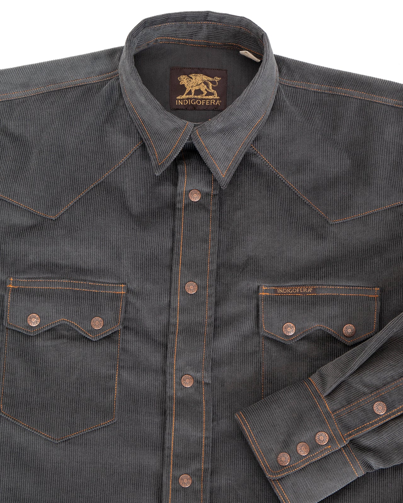 Indigofera Ryman Corduroy Shirt, Steel Grey - Image 2