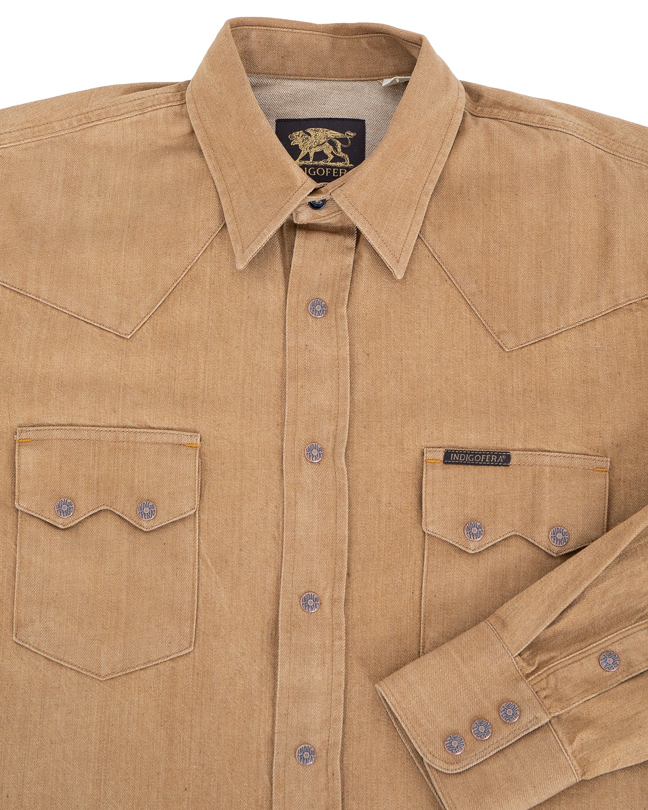 Indigofera Ryman Denim Shirt, Carson Denim Beige, Rinsed - Image 3