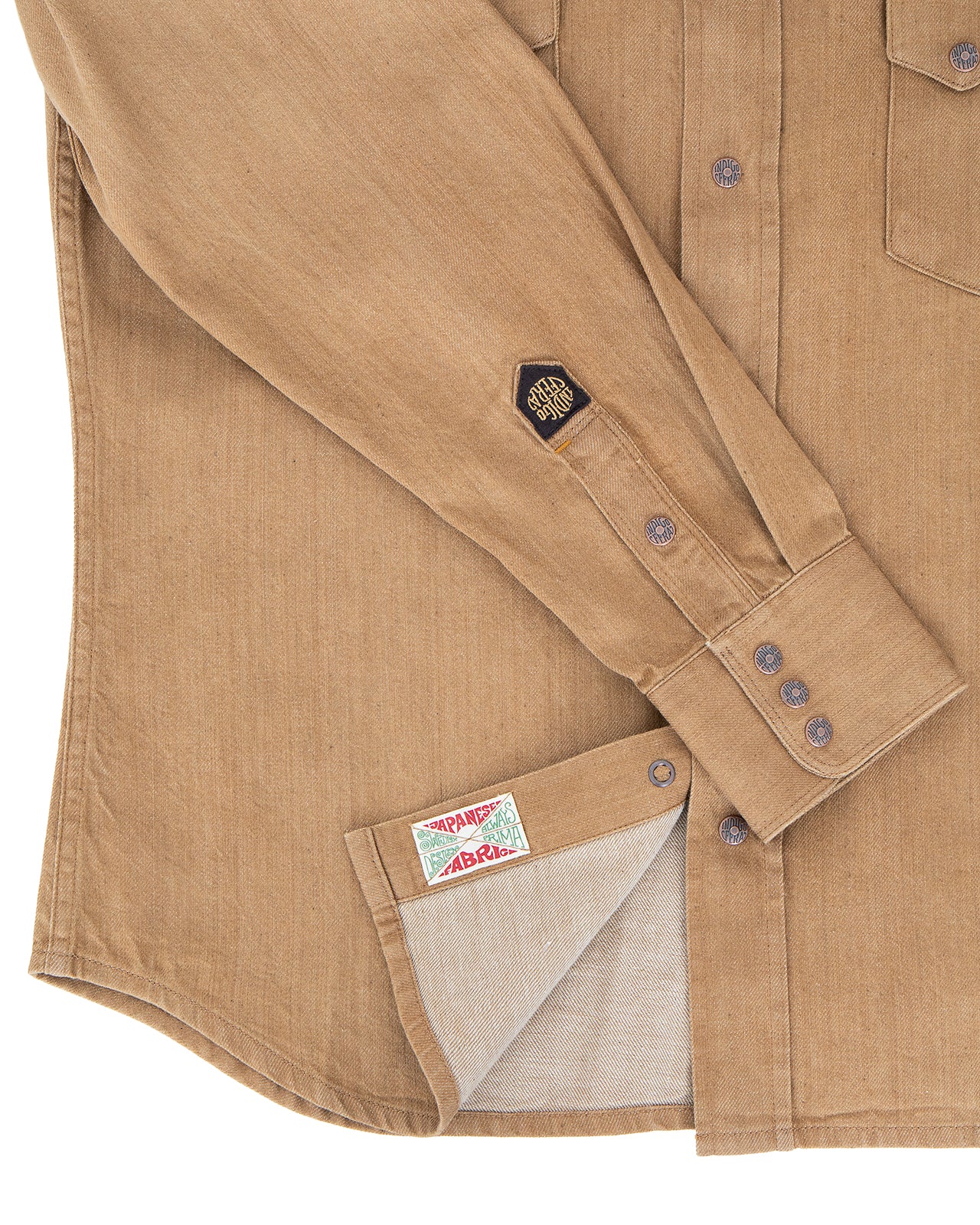 Indigofera Ryman Denim Shirt, Carson Denim Beige, Rinsed - Image 4