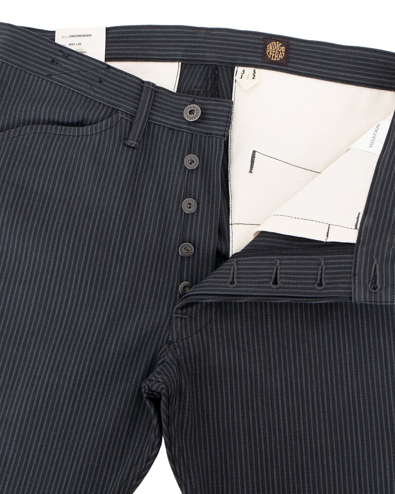 Indigofera Swearengen Pants, Black/Grey Hickory Stripe - Image 3