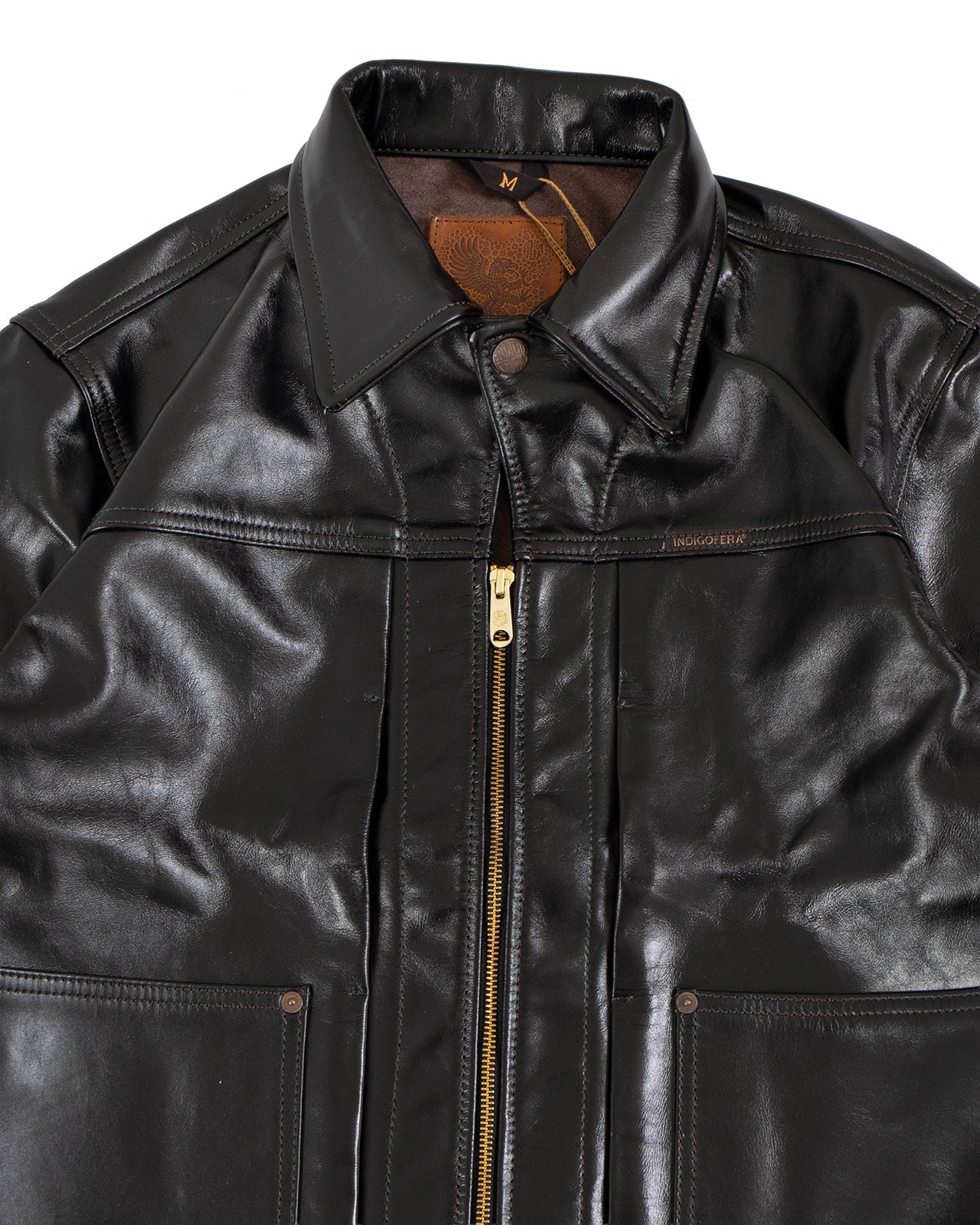 Indigofera Wibaux Leather Jacket, Blackish Brown - Image 3