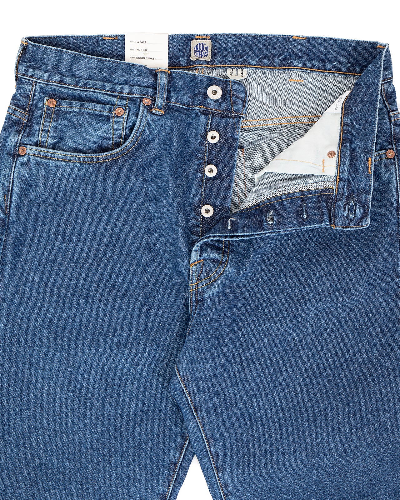 Indigofera Wyatt Jeans, Uneven Broken Twill, Double Wash - Image 4