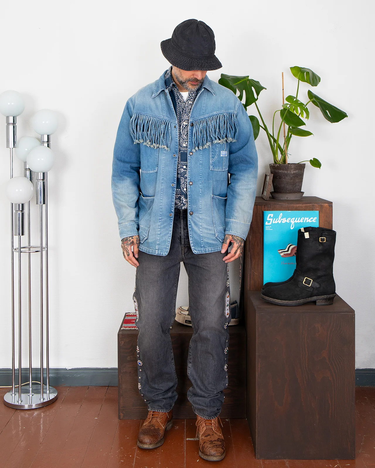 Kapital 11.5oz Denim Fringe Coverall - Image 7