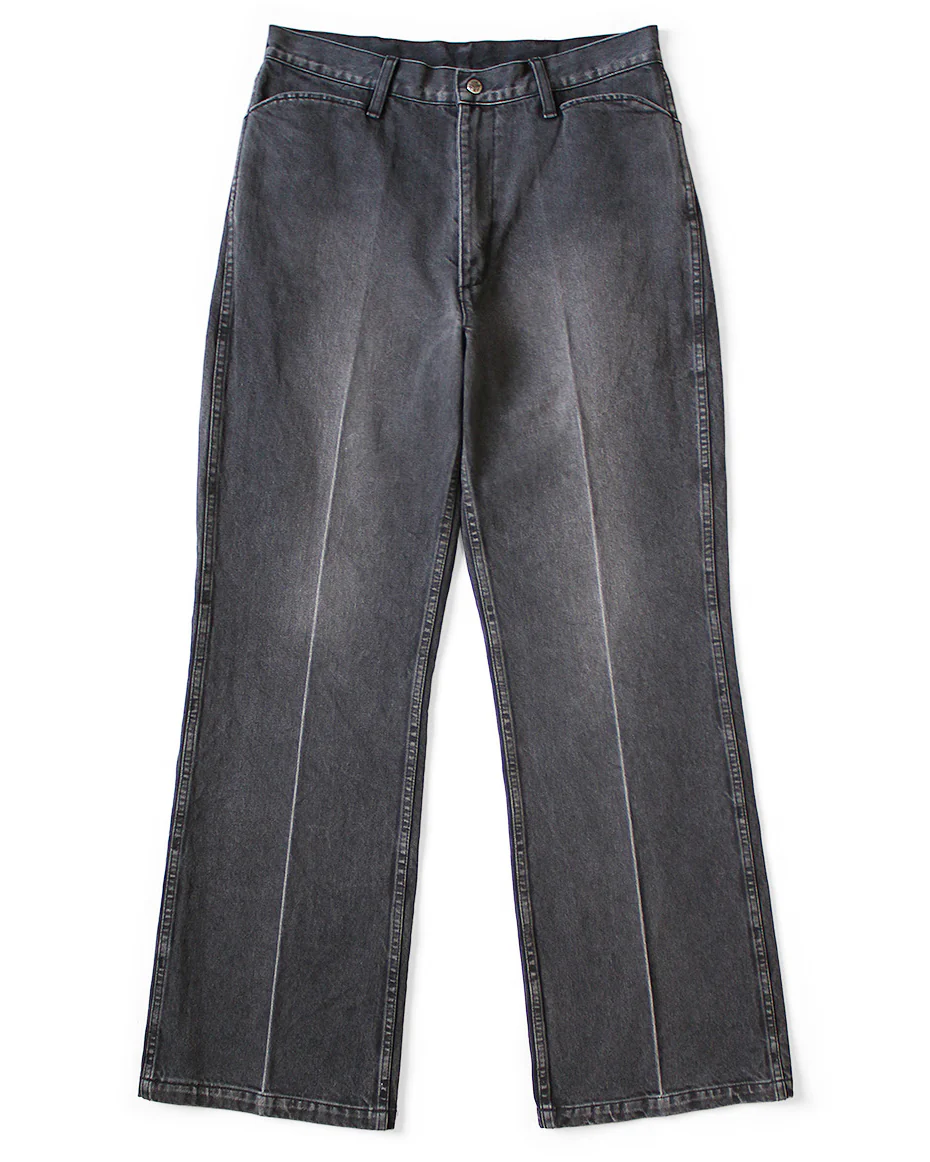 Kapital 14oz Black x Black Denim 5P Frisko (Center Pleat)