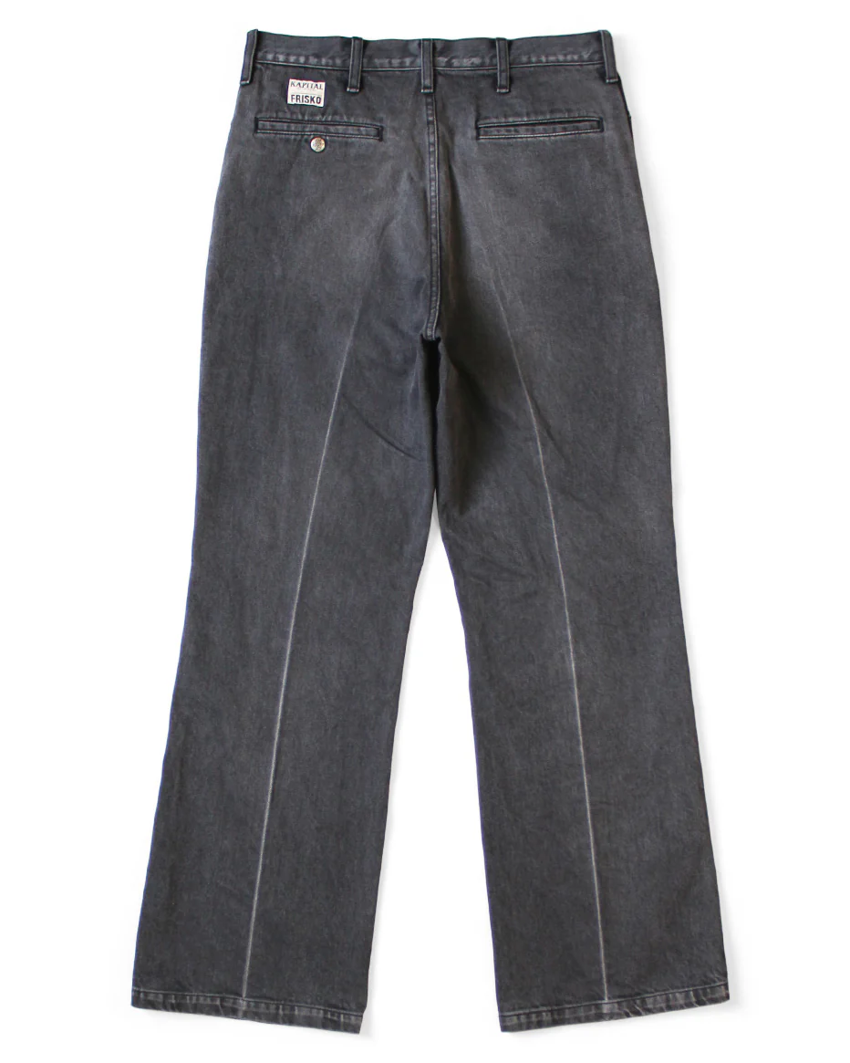 Kapital 14oz Black x Black Denim 5P Frisko (Center Pleat) - Image 3