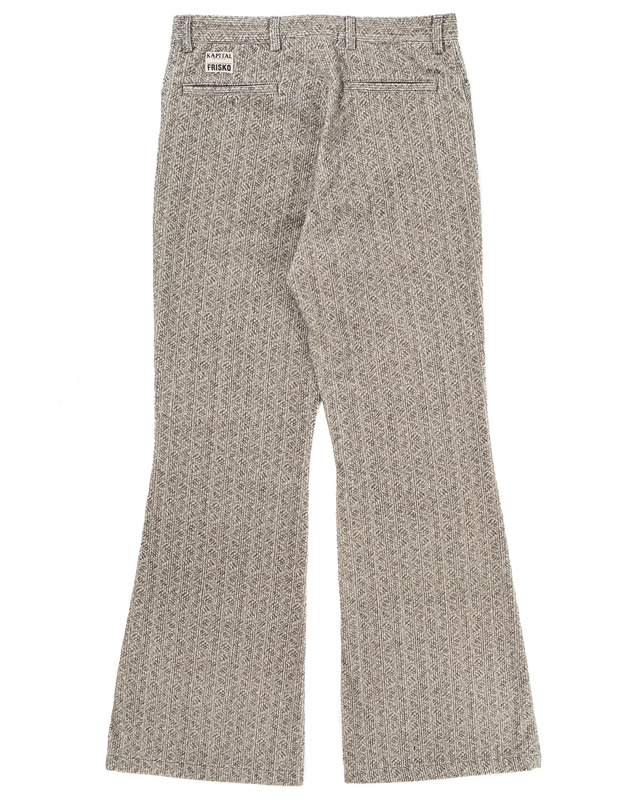 Kapital 8W Corduroy Dawson-Stripe Frisko Flare Pants, Grey - Image 3