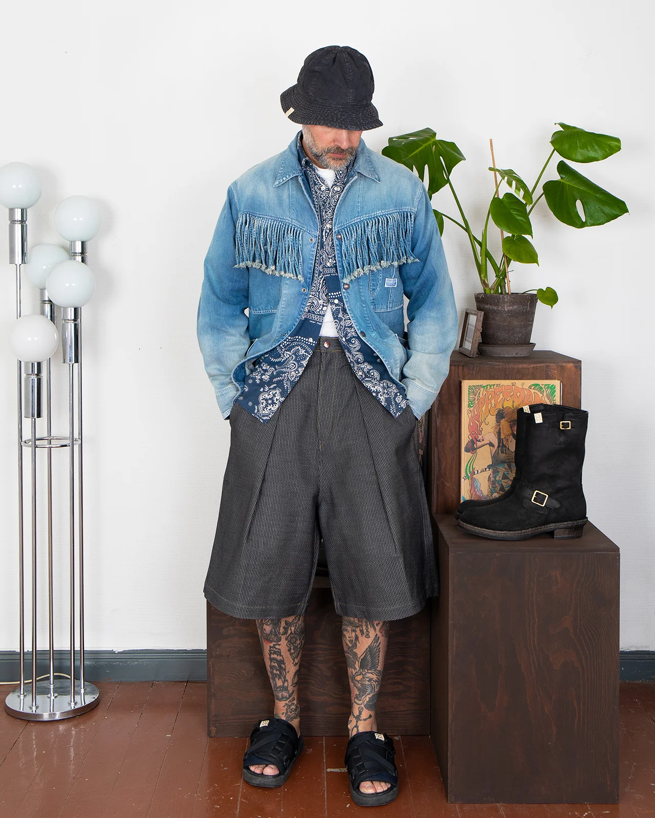 Kapital Century Denim KOME-KOME Jorts (Shallow), No. 7 - Image 2