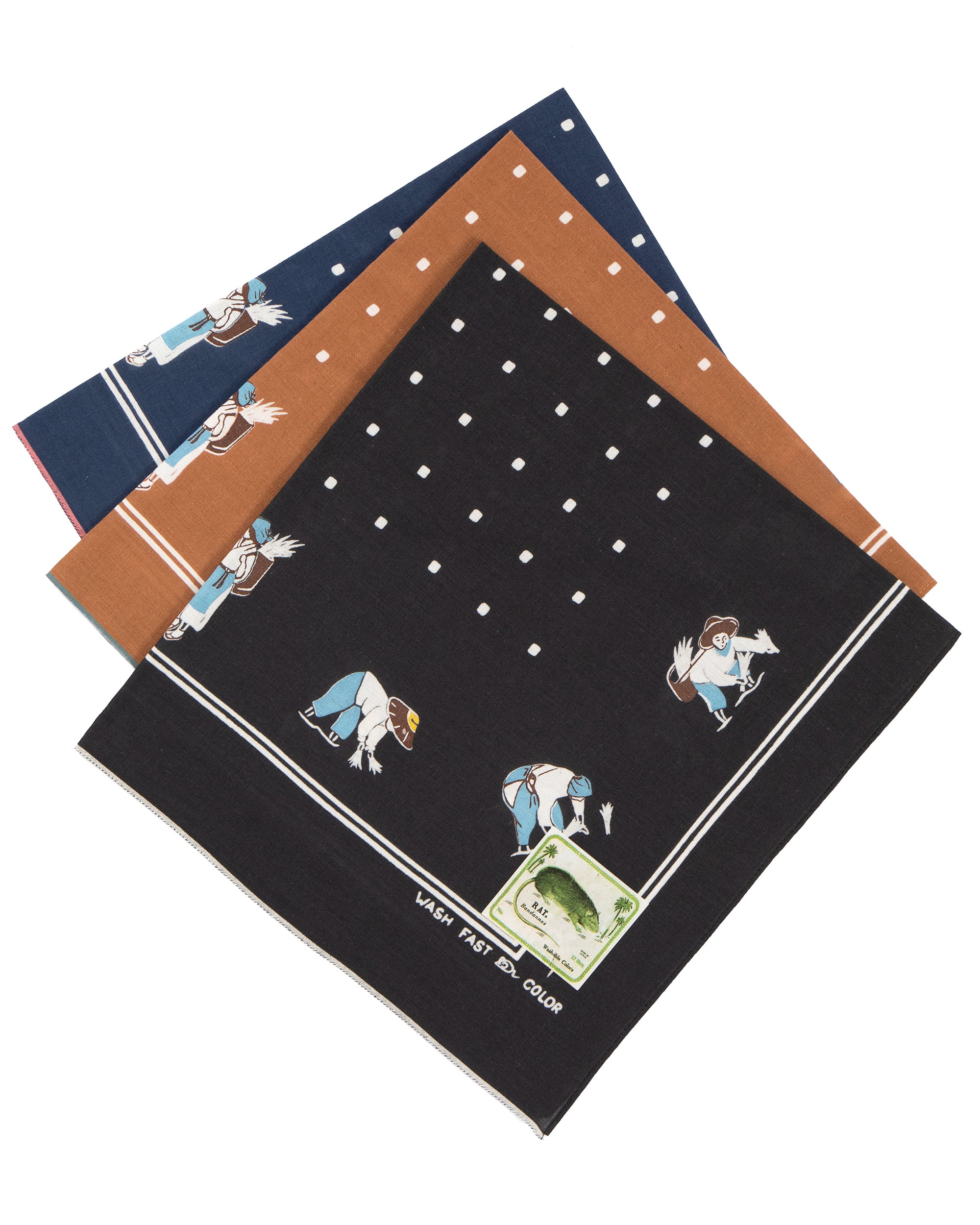 Kapital Fastcolor Selvedge Bandana, (Rice Seeding), Black - Image 2