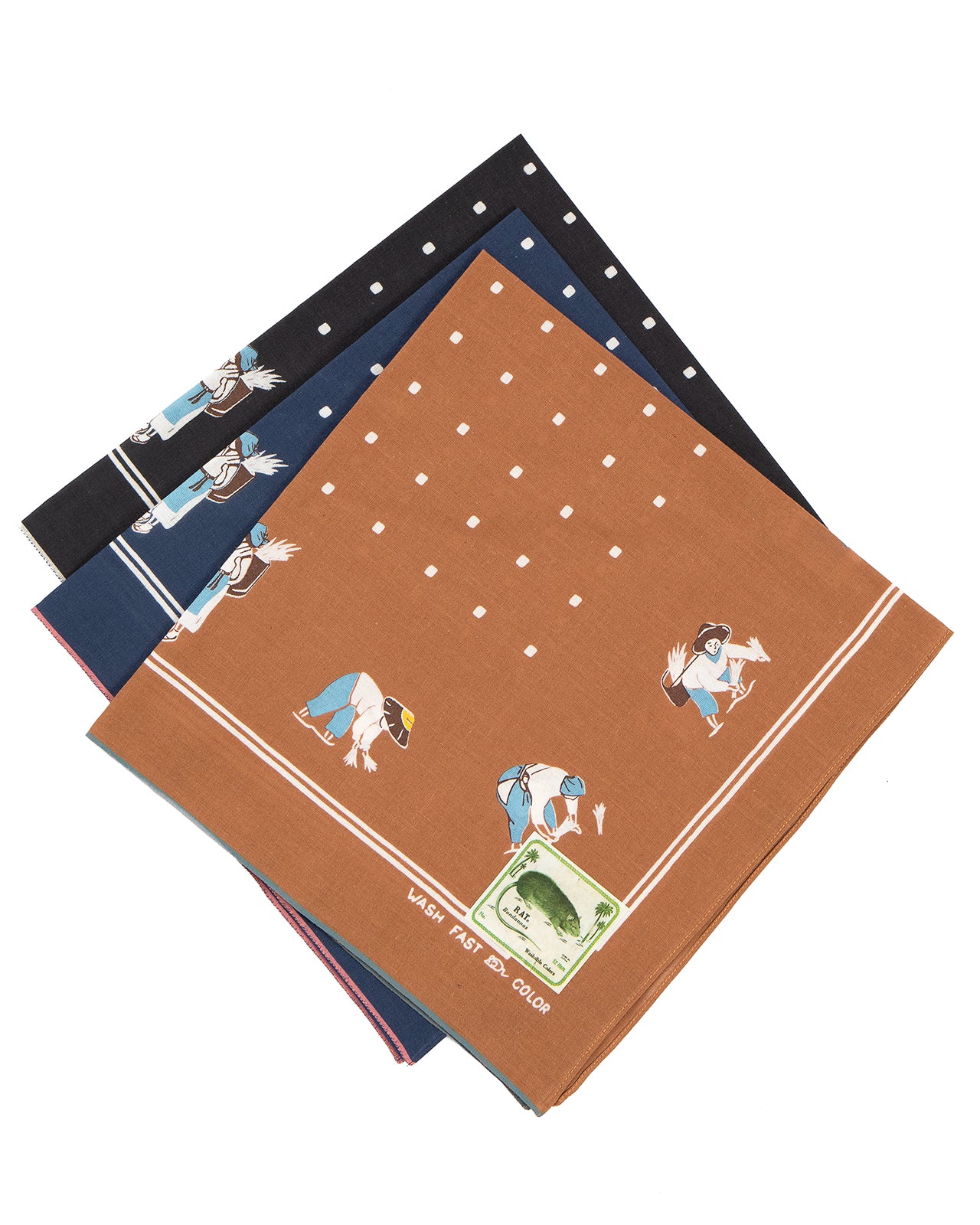 Kapital Fastcolor Selvedge Bandana, (Rice Seeding), Brown - Image 2
