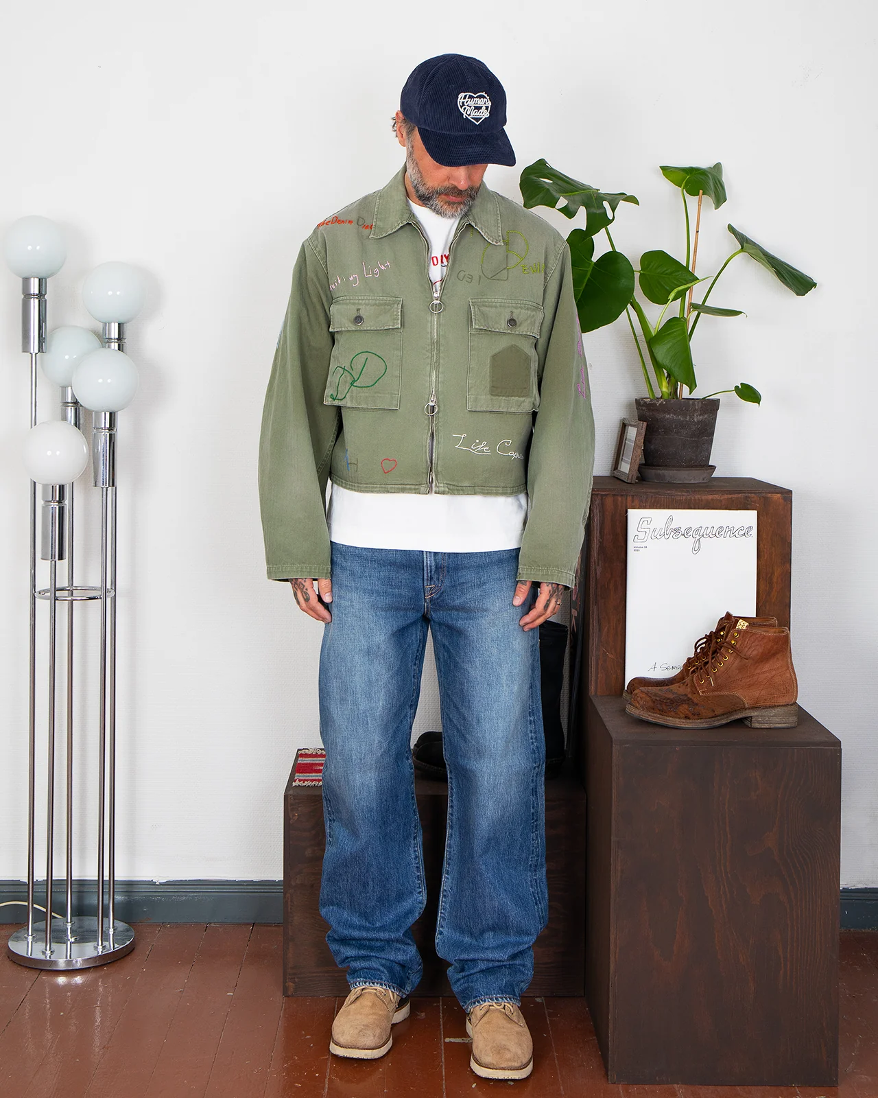 Kapital Herringbone Hunter Drizzler Jacket, Memorial Embroidery - Image 4