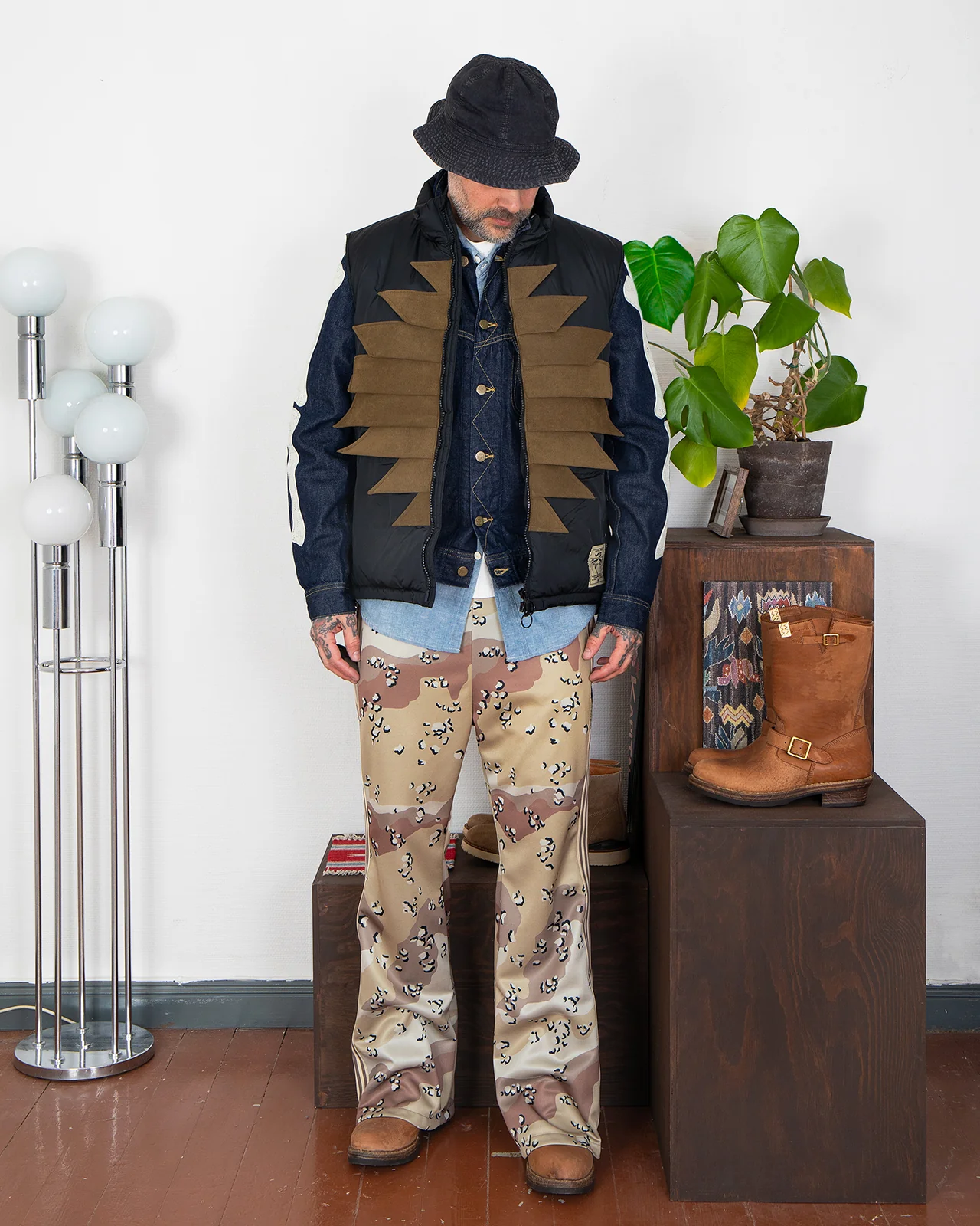 Kapital Smooth Jersey Choco-Chip Camo Track Pants - Image 2