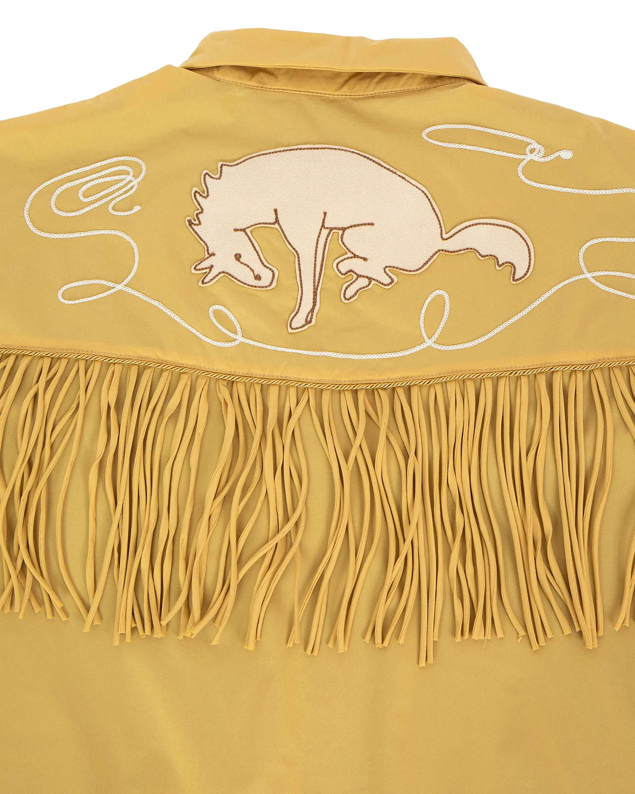Kapital Stretch Nylon Fringed Coach Jacket, Mustard - Image 6