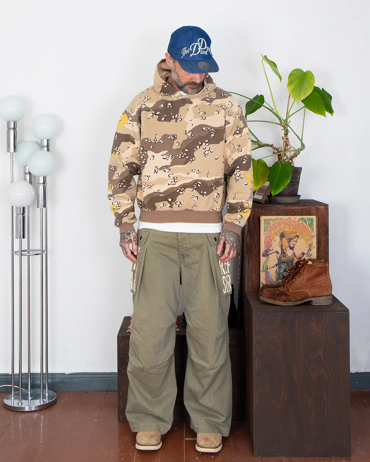 Kapital Sweat Knit Peckish Choco-Chip Camo Hoodie - Image 2