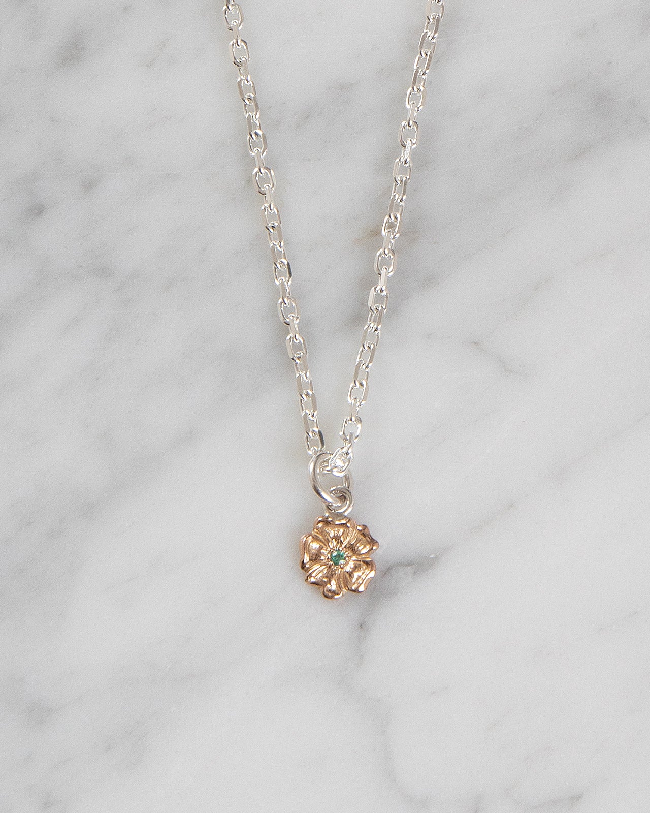 Larry Smith 18K Rose Gold Rose Pendant, Small, Emerald - Image 2