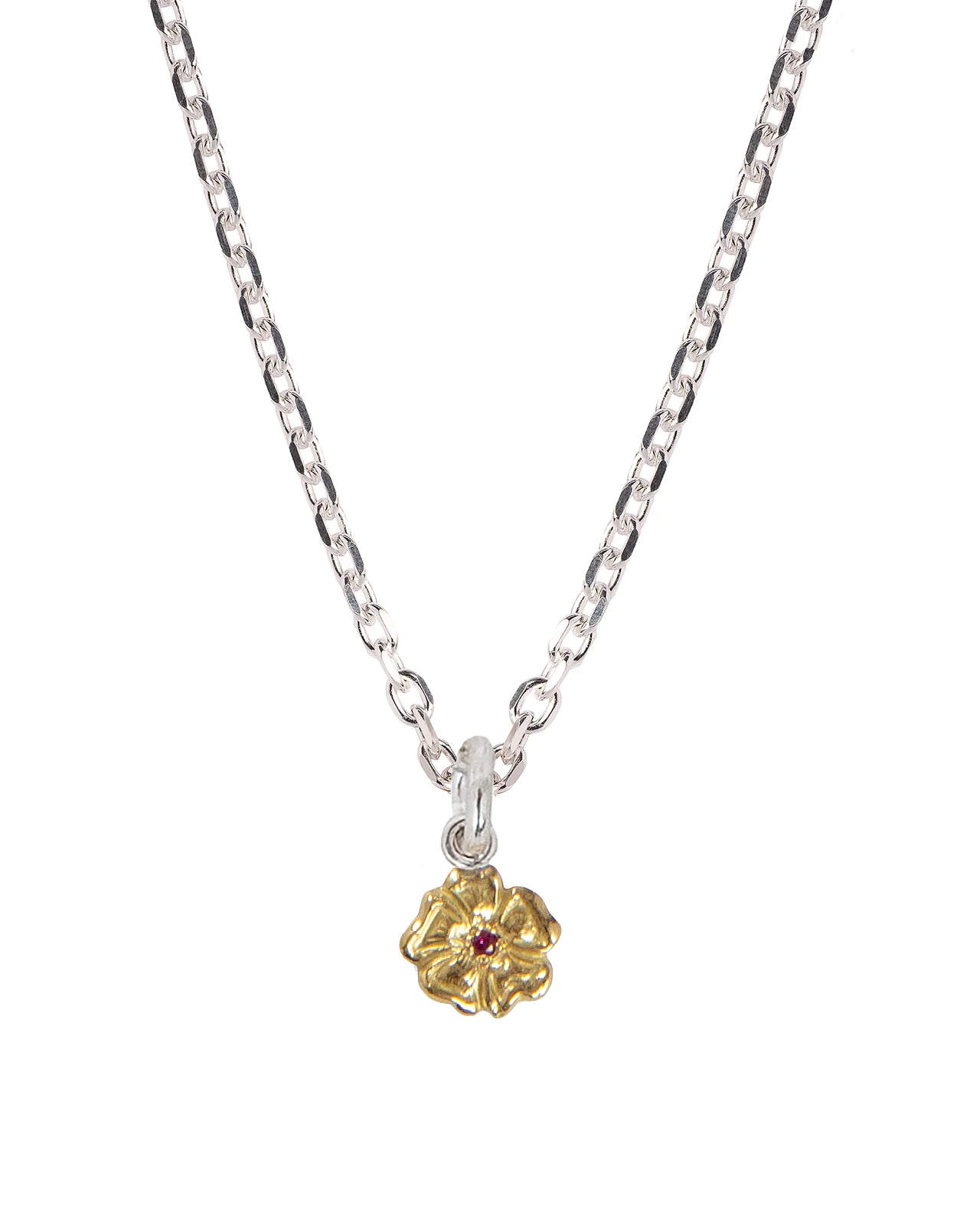 Larry Smith 18K Gold Rose Pendant, Small, Ruby