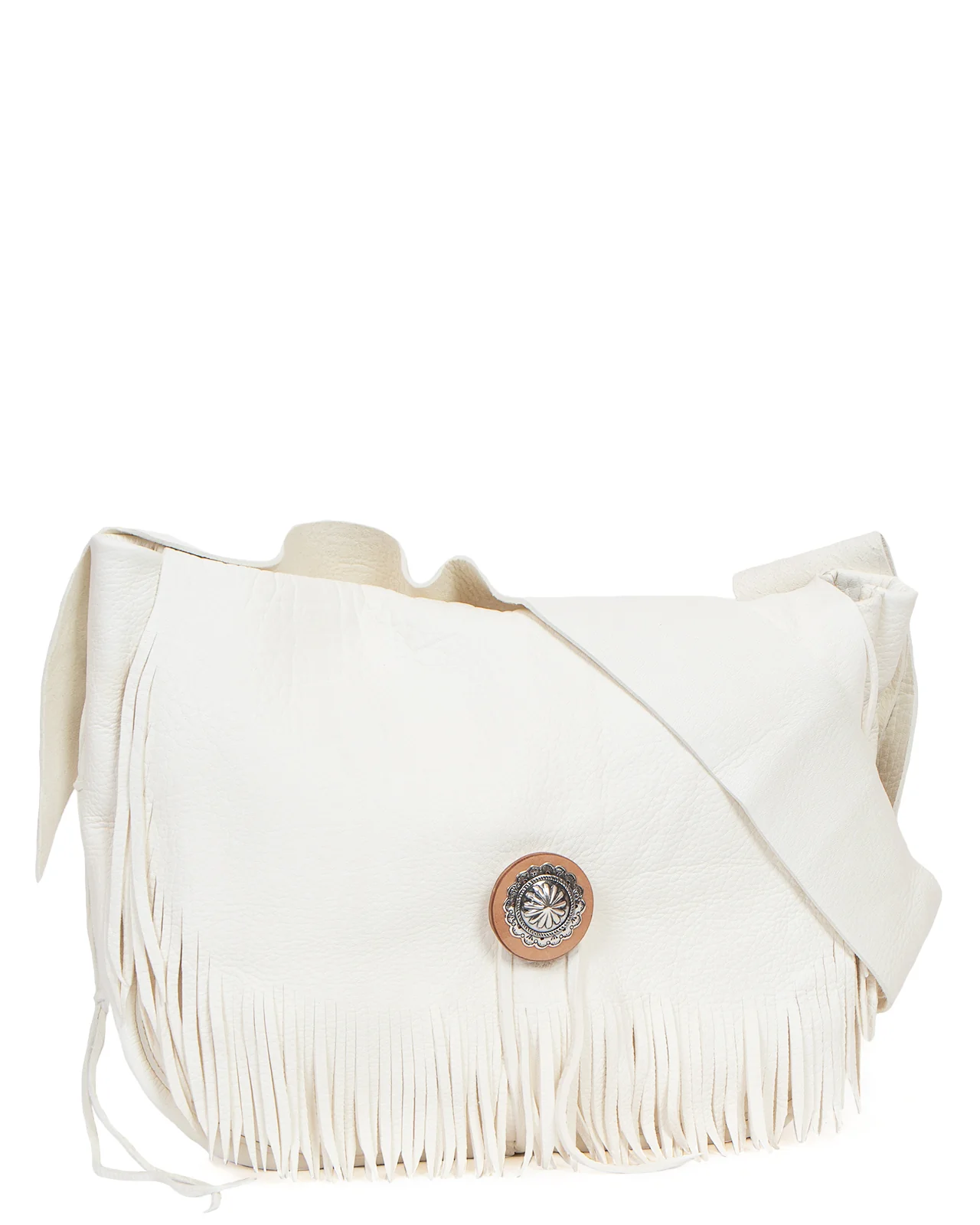 Larry Smith Deerskin Fringe Bag Large, White - Image 2