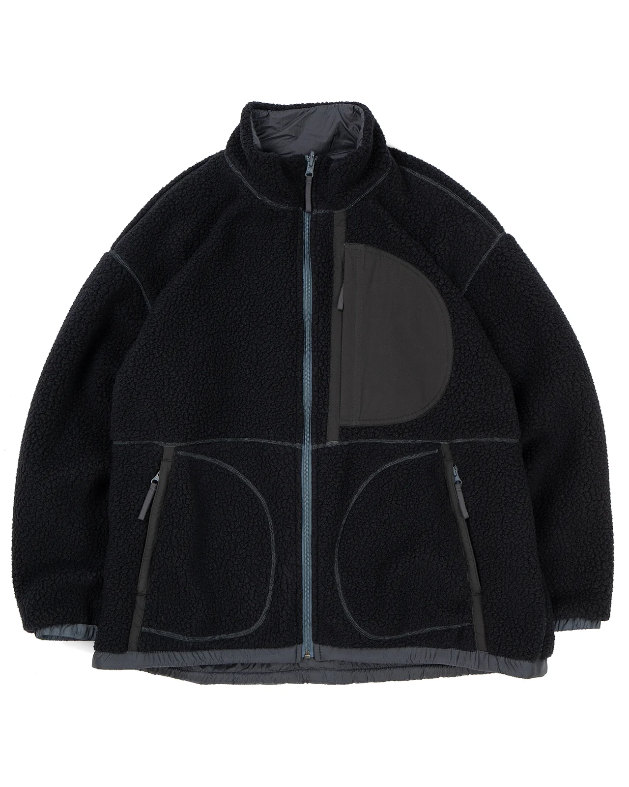 Porter Classic Fleece Liner Nylon Zip-Up Jacket, Black