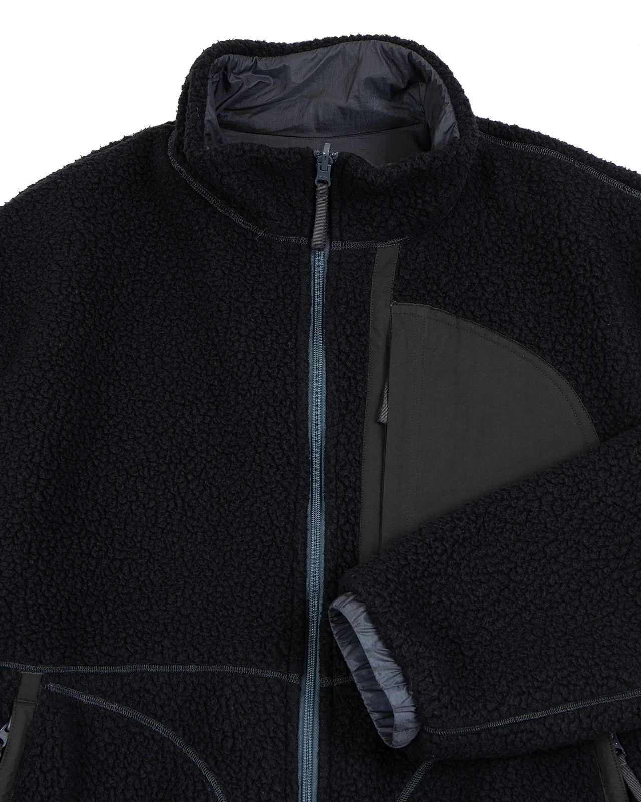 Porter Classic Fleece Liner Nylon Zip-Up Jacket, Black - Image 4
