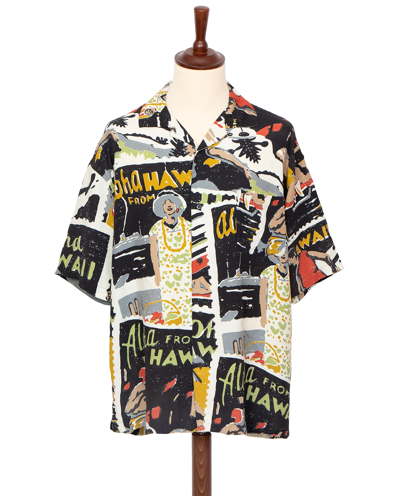 Porter Classic Hawaiian Outdoor Aloha Shirt, Black