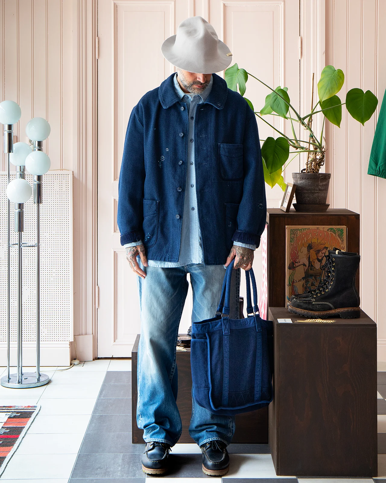 Porter Classic Kendo French Jacket, Embroidery, Blue - Image 2