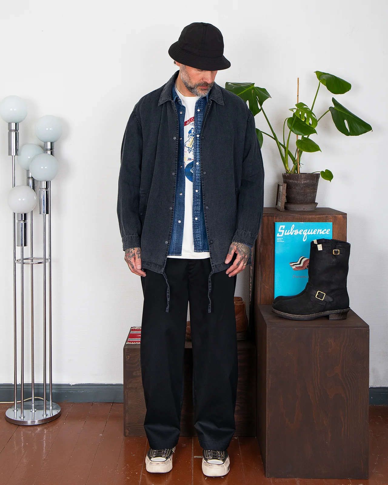 Porter Classic Linen Coach Jacket, Black - Image 2