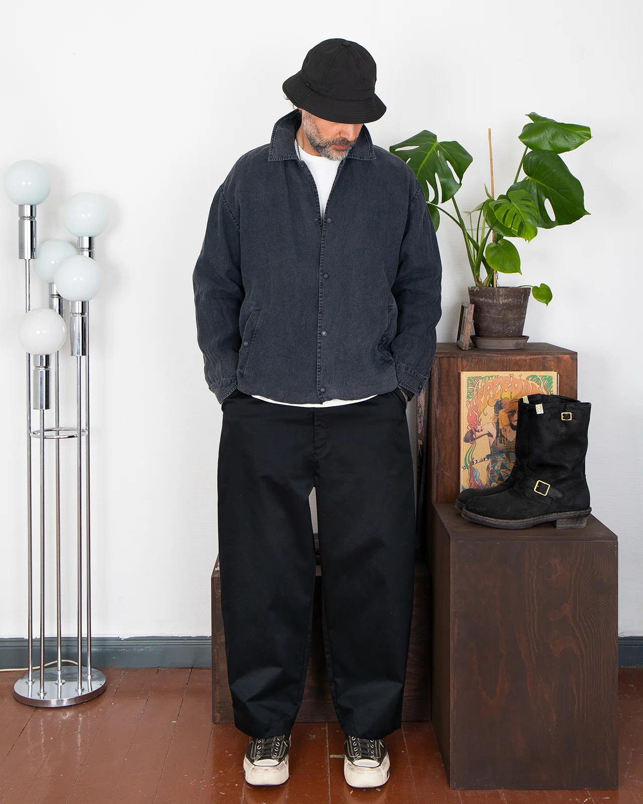 Porter Classic Linen Coach Jacket, Black - Image 6