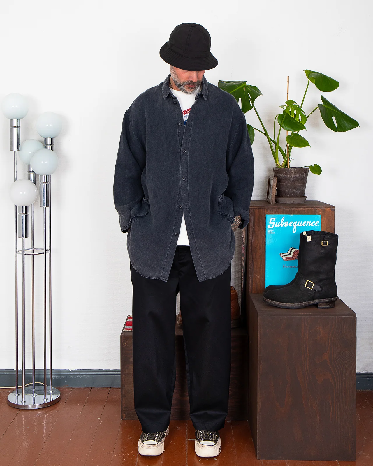 Porter Classic Linen Shirt Jacket, Black - Image 2