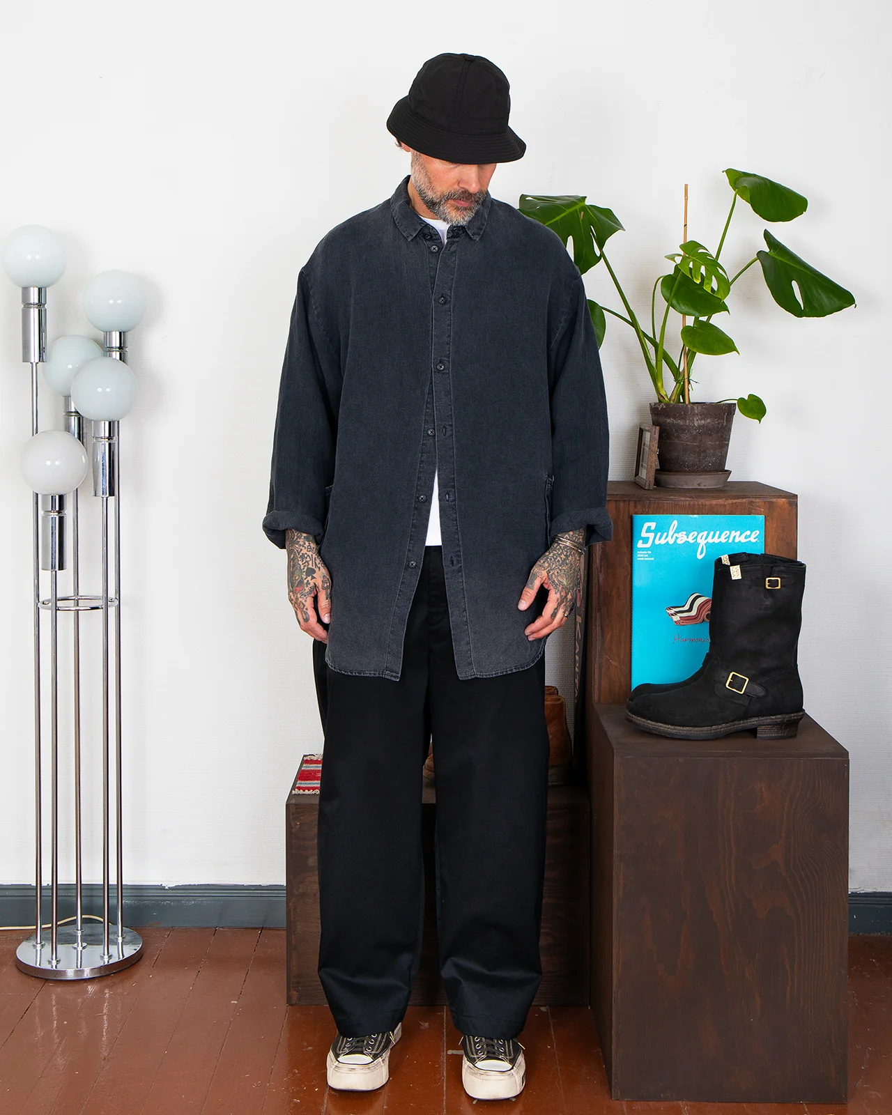 Porter Classic Linen Shirt Jacket, Black - Image 6